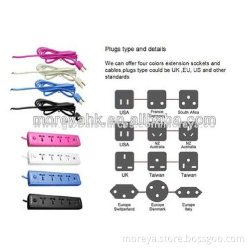 Universal Standard Power Strip, 4-socket Outlet, Individual Switch and Surge/Overload Protection